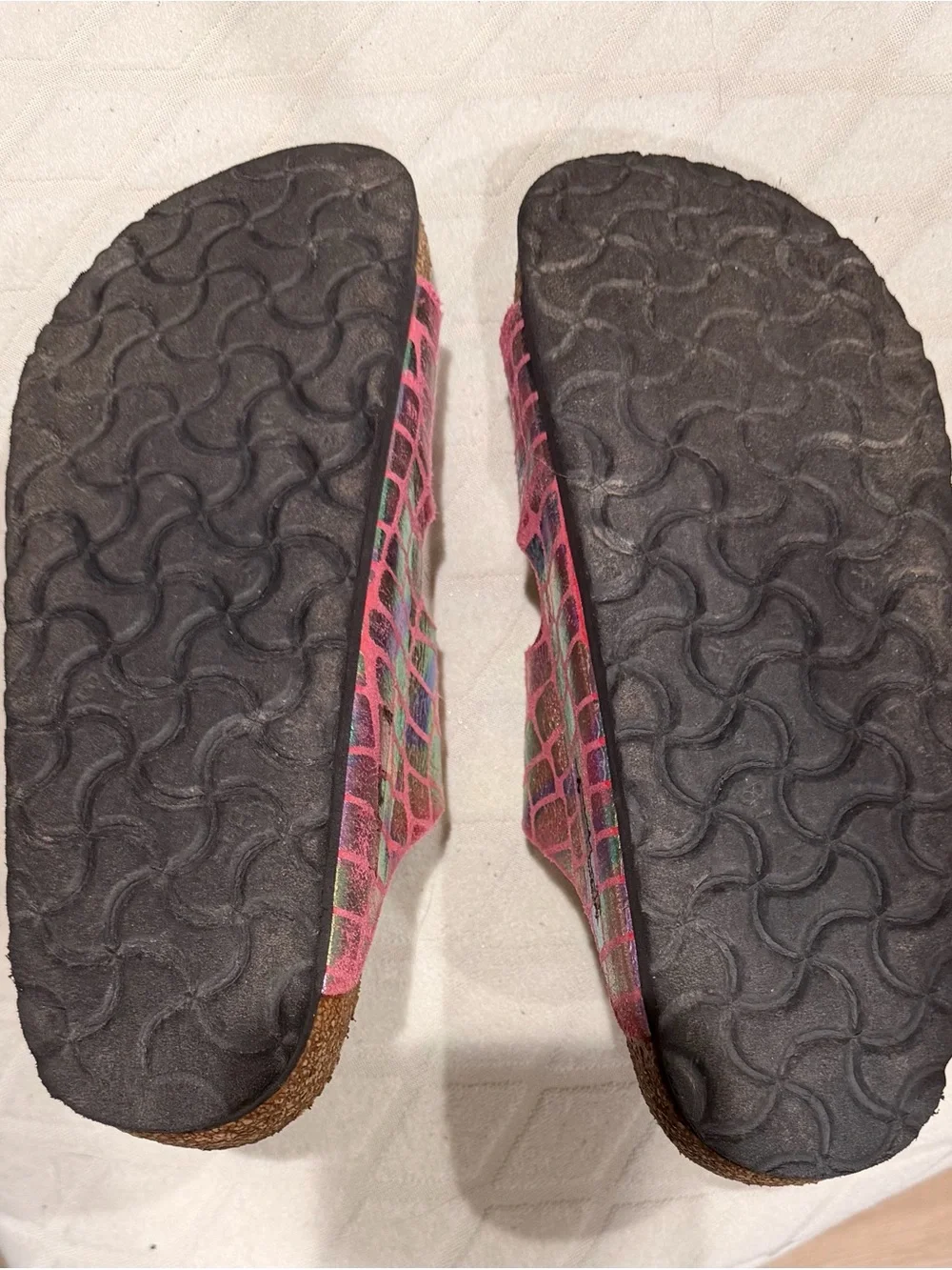 Birkenstock Pink Croc-Textured Double-Buckle Slide Sandals